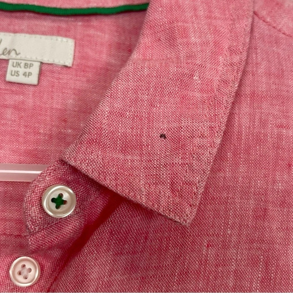 Boden Shirt Womens 4P Petite Pink Green White Button Up Cotton Collared Tunic - Picture 4 of 10